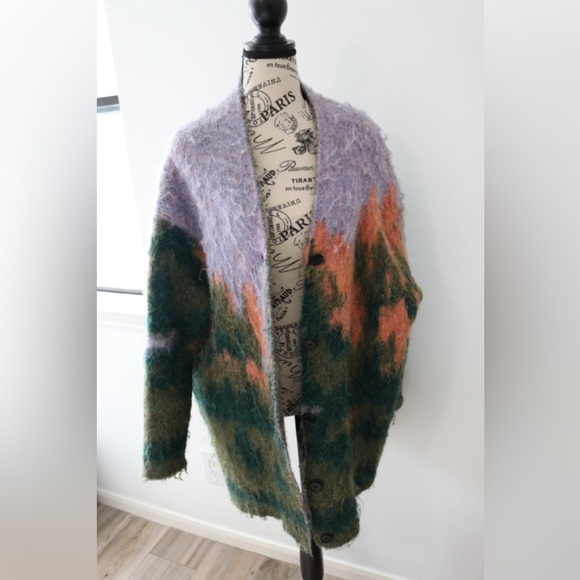 ZARA LANDSCAPE KNIT CARDIGAN COAT MULTICOLOURED OVERSIZED 2893/116 XS-S - Picture 7 of 14